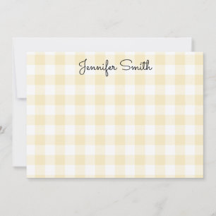 Carte De Correspondance Calligraphie Fantaisiste Gingham Jaune Citron Past