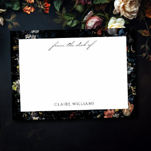 Carte De Correspondance Calligraphie florale noire