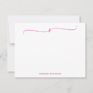 Carte De Correspondance Calligraphie magenta minimaliste classique