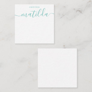Carte De Correspondance Calligraphie manuscrite moderne Simple Aqua Note C