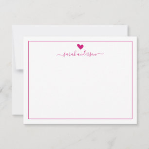 Carte De Correspondance Calligraphie moderne Coeur rose Personnalisé