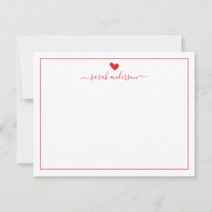 Carte De Correspondance Calligraphie Moderne Cœur Rouge Personnalisé