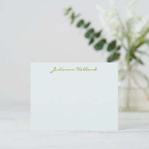 Carte De Correspondance Calligraphie Moderne Minimaliste Nom Chic Bleu Fon