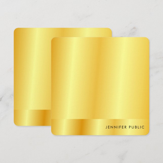 Carte De Correspondance Calligraphie Monogramme Faux Or Revêtement métalli (Devant / Derrière)