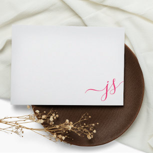 Carte De Correspondance Calligraphie monogramme rose vif