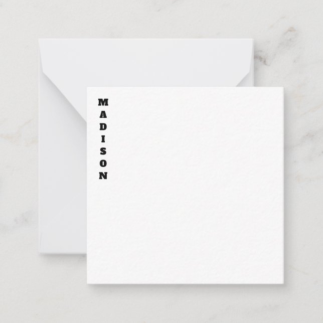 Carte De Correspondance Calligraphie Nom Élégant Noir & Blanc (Devant)