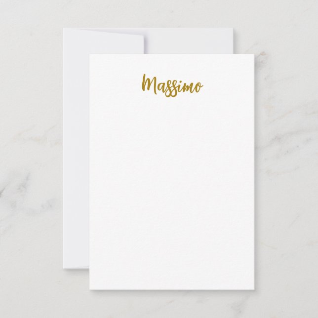 Carte De Correspondance Calligraphie Professionnel Élégant Couleur Or (Devant)