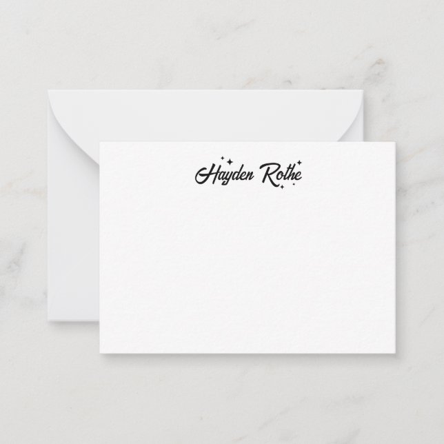 Carte De Correspondance Calligraphie rétro noir et blanc (Devant)