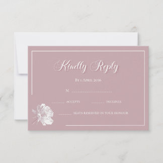 Carte De Correspondance Calligraphie Rose Pâle Blanc Floral Mariage RSVP