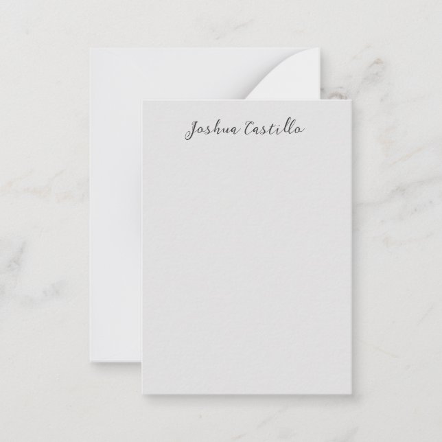 Carte De Correspondance Calligraphie Simple Gris Nom Professionnel (Devant)