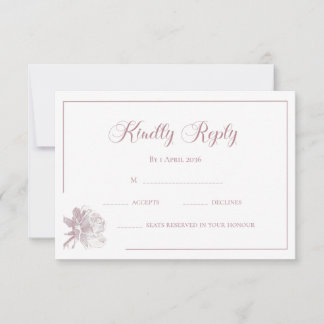 Carte De Correspondance Calligraphy White Blush Pink Floral Wedding RSVP