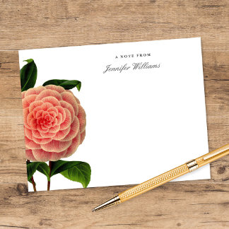 Carte De Correspondance Camilla Florale Rose Élégante Vintage avec Nom