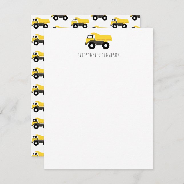 Carte De Correspondance Camion à benne Camions de construction Enfants  (Devant / Derrière)