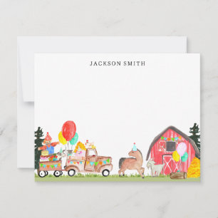 Carte De Correspondance Camion de fête d'anniversaire Barnyard Animaux de