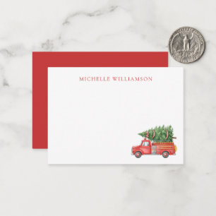 Carte De Correspondance Camion de pompiers de Noël moderne personnalisé 