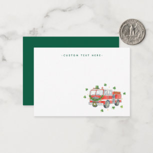 Carte De Correspondance Camion de pompiers personnalisé pour la Saint-Patr