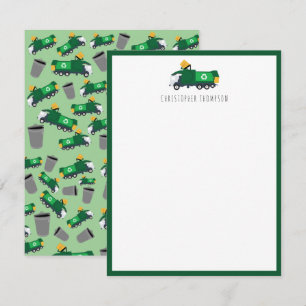 Carte De Correspondance Camion de recyclage des déchets pour enfants