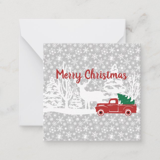 Carte De Correspondance Camion et cerf joyeux Noël (Devant)
