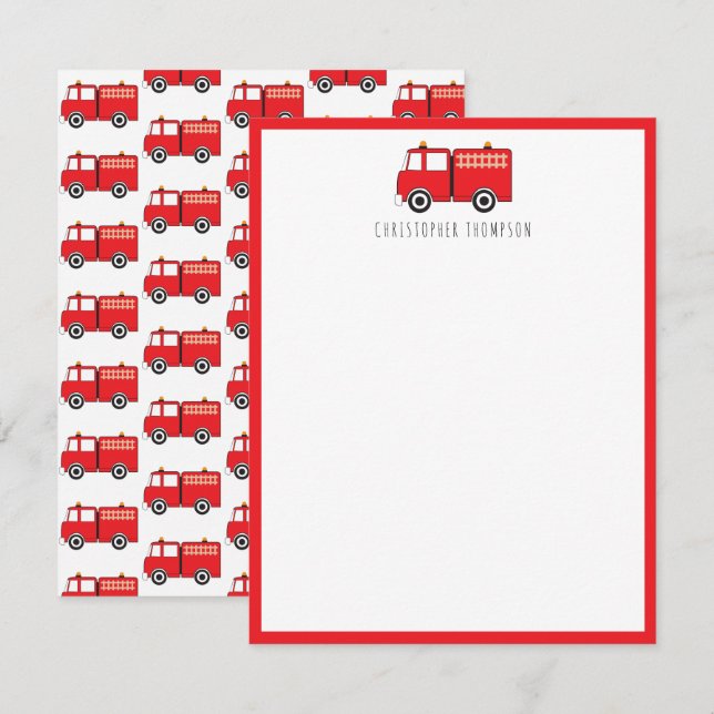 Carte De Correspondance Camion rouge Enfants Enfants personnalisés (Devant / Derrière)