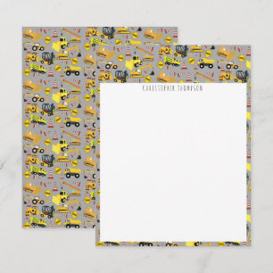 Carte De Correspondance Camions de construction pour enfants Motif