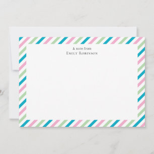 Carte De Correspondance Candy rayé coloré remerciement personnalisé