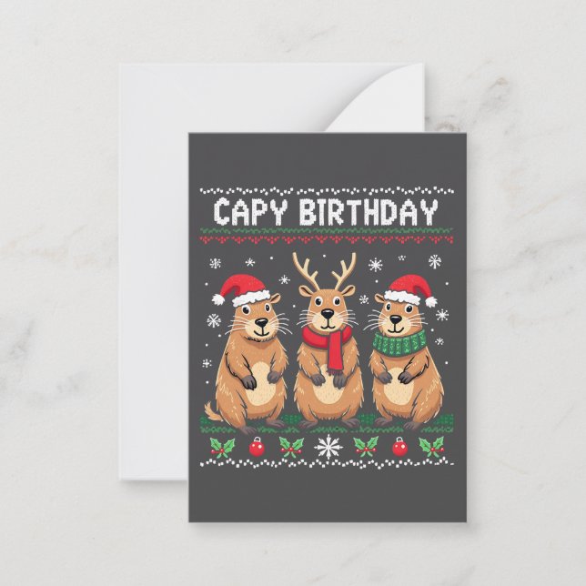 Carte De Correspondance Capy Anniversaire Sweat de Noël Laid Capybara   (Devant)