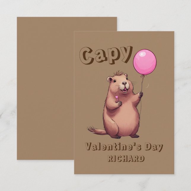 Carte De Correspondance Capy Valentine's Day Capybara classe (Devant / Derrière)