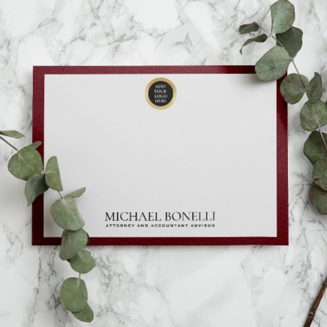 Carte De Correspondance Cardinal Rouge Cuir Or Carré Logo Monogramme (Créateur téléchargé)