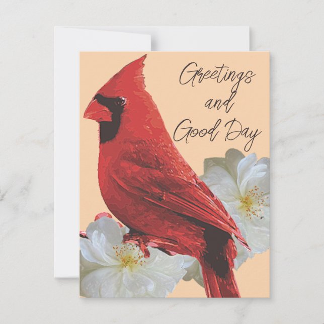 Carte De Correspondance Cardinal rouge et rose blanche (Devant)