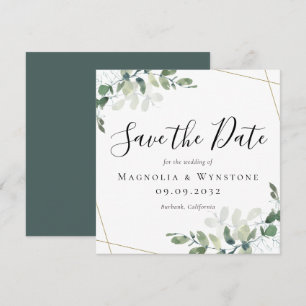 Carte De Correspondance CARRÉ BUDGET Eucalyptus Mariage Enregistrer La Dat