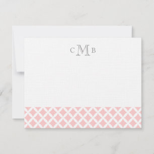 Carte De Correspondance Carreaux rose clair Mariage Monogramme papeterie