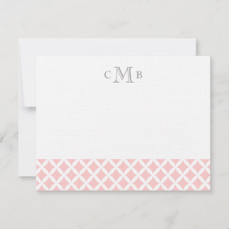 Carte De Correspondance Carreaux rose clair Mariage Monogramme papeterie