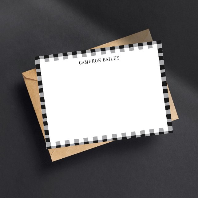 Carte De Correspondance Carreaux Vichy Buffalo Noir & Blanc Nom (Créateur téléchargé)