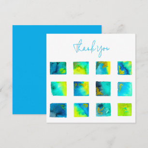 Carte De Correspondance Carrés bleus aquarelle abstraite