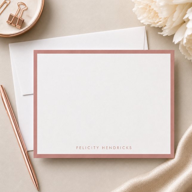 Carte de correspondance | Cartes de correspondance (Elegant rose gold border note card by Guava - modern, minimalist, and easily customizable.)