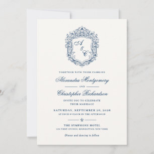 Carte De Correspondance Carton d'invitation de mariage au monogramme baroq