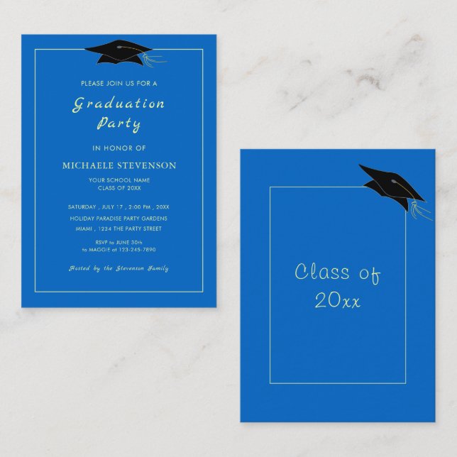 Carte De Correspondance Cartons d'invitation de remise de diplômes à desig (Devant / Derrière)