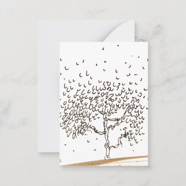 Carte De Correspondance Cartoon Tree Falling Leaves Drawing (Devant)