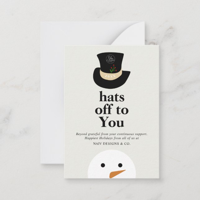 Carte De Correspondance CASQUETTES BUDGET À Vous Snowman White Company Log (Devant)
