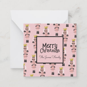 Carte De Correspondance Casse-Noisette de Noël Soldat Rose Dessiné à la Ma