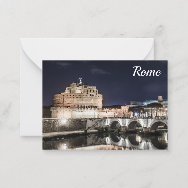Carte De Correspondance Castel Sant Angelo la nuit à Rome (Devant)