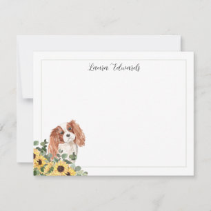 Carte De Correspondance Cavalier King Charles Spaniel Tournesol Eucalyptus