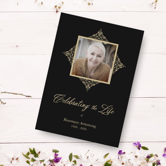 Carte De Correspondance Celebrating Life Whimsical Script Photo Funeral  (Créateur téléchargé)