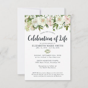 Carte De Correspondance Célébration budgétaire de la vie Floral Funeral Me