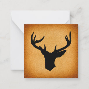 Carte De Correspondance Cerf Antlers Silhouette Rustique Vintage Buck Deer