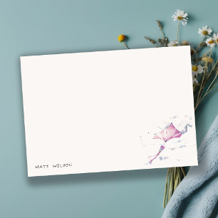 Carte De Correspondance Cerf-volant élégant mignon rose volant ciel nuages