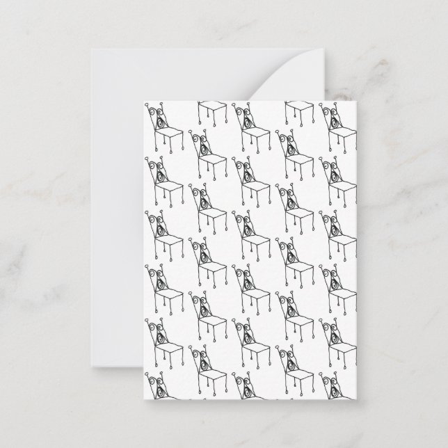 Carte De Correspondance Chair Line Art Drawing (Devant)