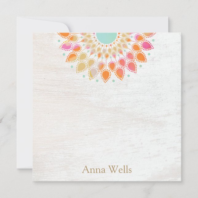 Carte De Correspondance Chakra Lotus Fleur Floral Mandala (Devant)