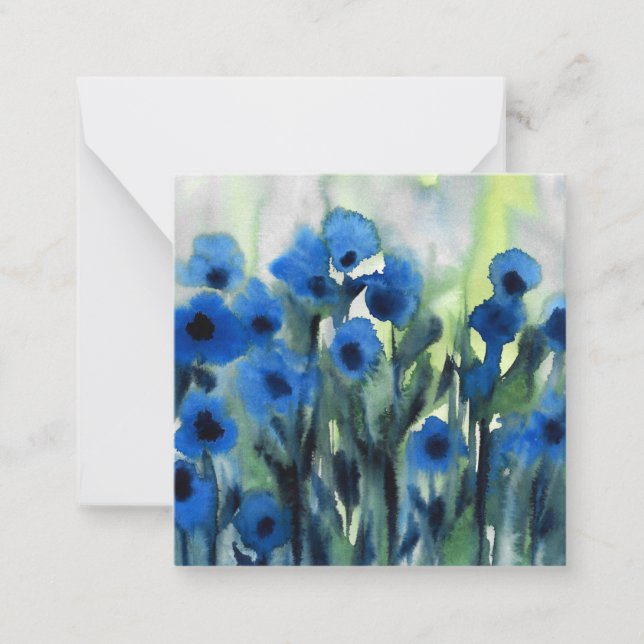Carte De Correspondance 'Champ bleu de fleurs' (Devant)