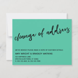 Carte De Correspondance Changement décontracté d'adresse Biscay Green Fair